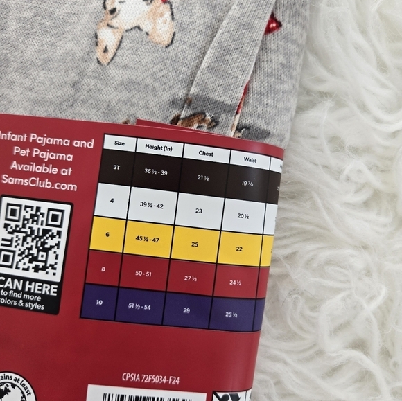 Member's Mark Christmas Kids 2-Piece Pajama Set. Unisex. Grey Dogs Print… - Picture 7 of 7